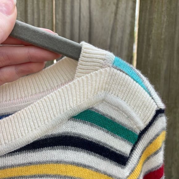 Talbots Lambswool Rainbow Stripe Crew Neck Sweater Top - Picture 6 of 7